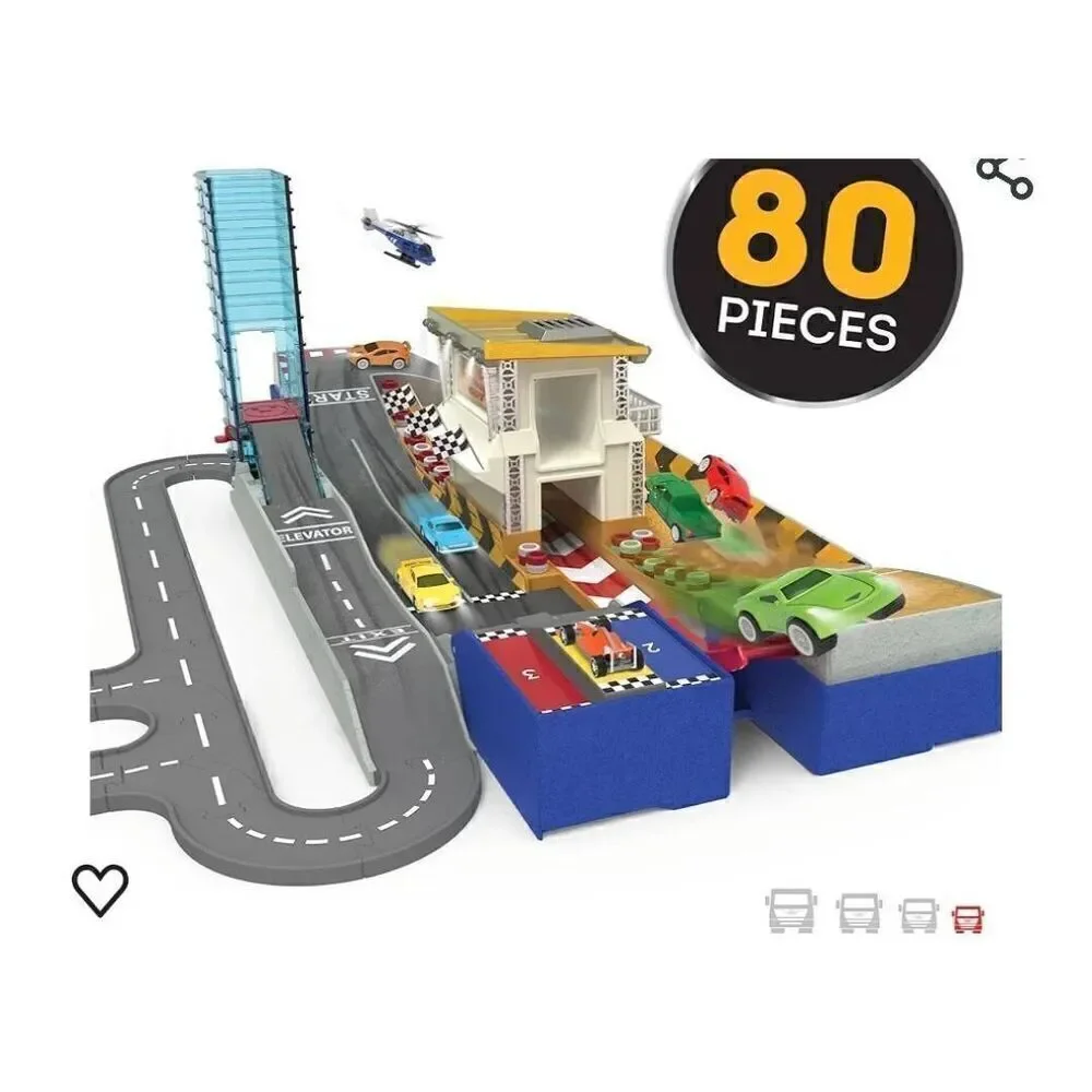 Driven by Battat – Auto Shop & Race Track Playset – Collapsible Playset with Tra